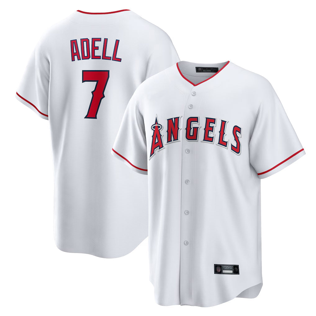 MATTH LA.Angels #7 Jo Adell Player White Home Game Stitched Jerseys