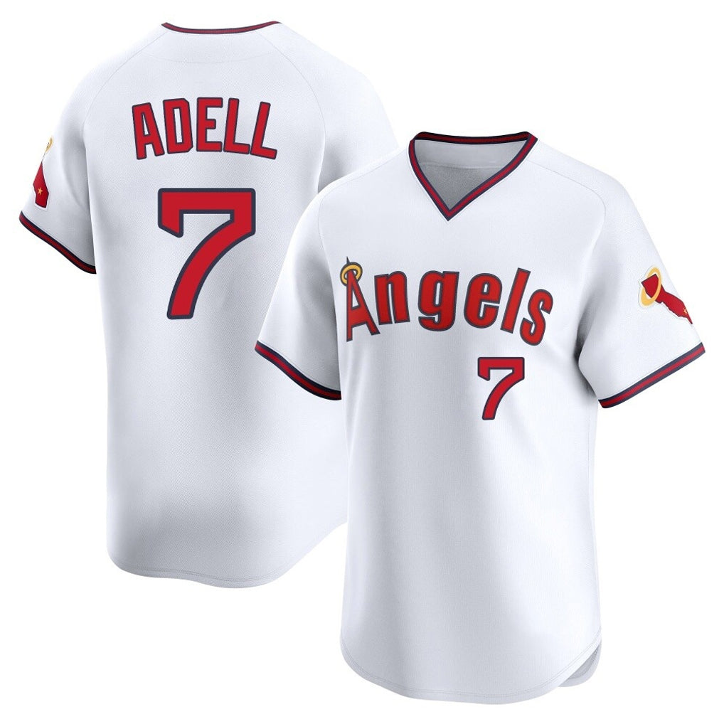 MATTH LA.Angels #7 Jo Adell Player White T-shirt Home Limited Stitched Jerseys