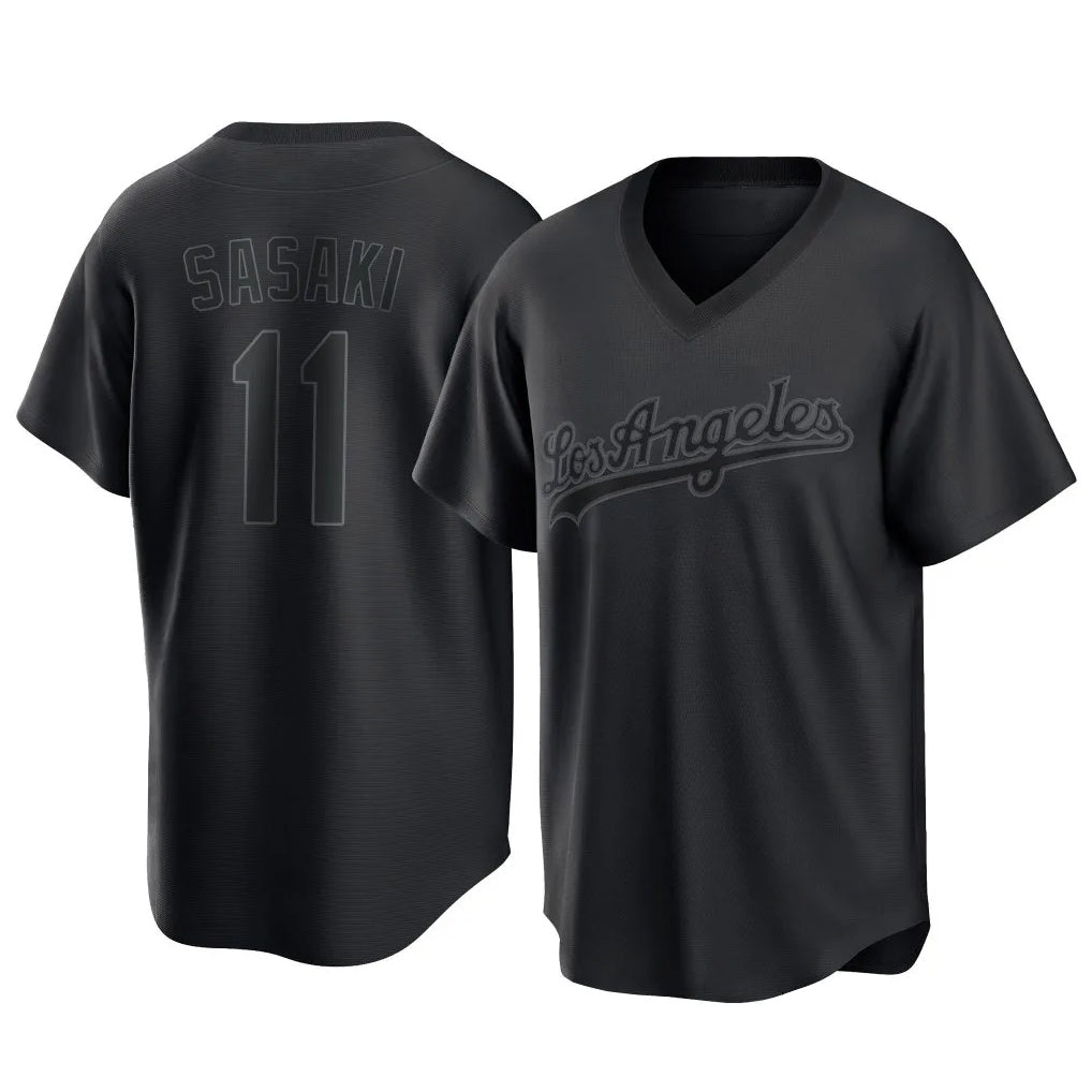 MATTH LA.Dodgers #11 Roki Sasaki Player Black Pitch Fashion T-shirt Stitched Jerseys