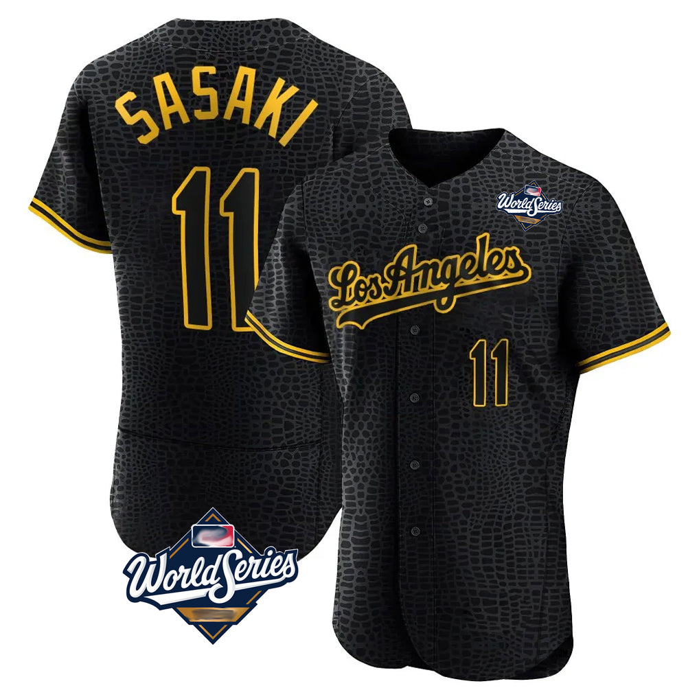 MATTH LA.Dodgers #11 Roki Sasaki Player Black World Series Snake Skin City Limited Elite Home Stitched Jerseys