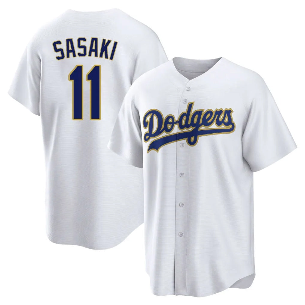 MATTH LA.Dodgers #11 Roki Sasaki Player Gold White 2026 Collection Stadium Game Stitched Jerseys