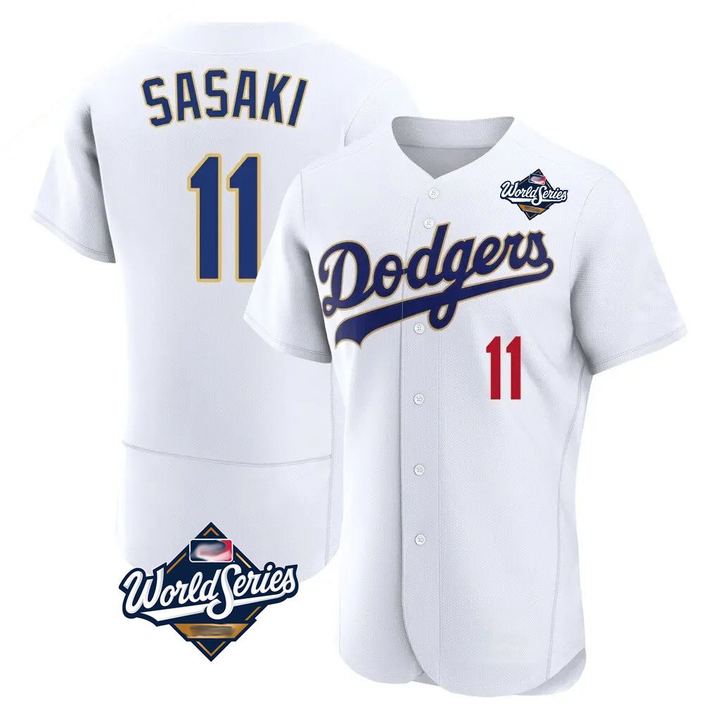 MATTH LA.Dodgers #11 Roki Sasaki Player Gold White World Series 2026 Collection Stadium Limited Elite Stitched Jerseys