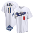 MATTH LA.Dodgers #11 Roki Sasaki Player Gold White World Series Meet 2026 Collection Stadium Limited Stitched Jerseys