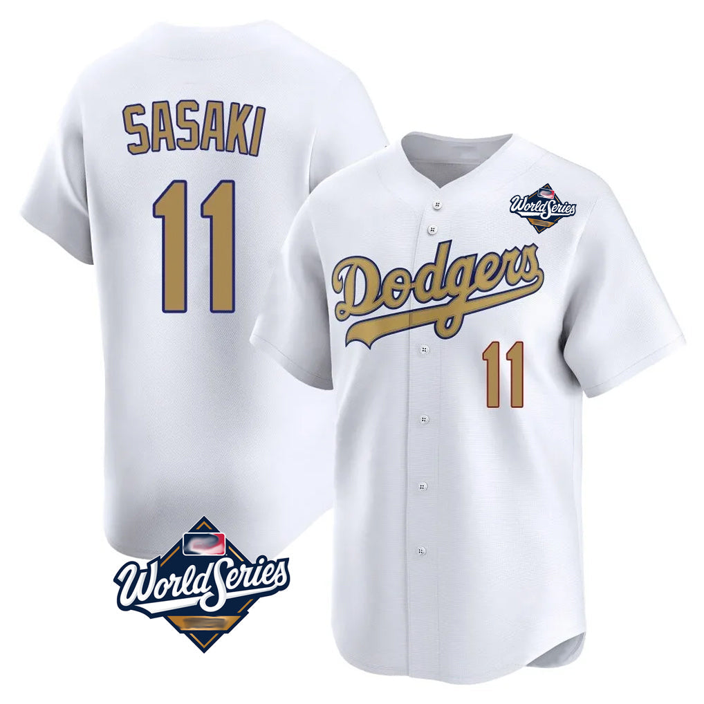 MATTH LA.Dodgers #11 Roki Sasaki Player Gold World Series Collection Limited Home Stitched Jerseys