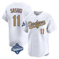 MATTH LA.Dodgers #11 Roki Sasaki Player Gold World Series Meet Collection Limited Home Stitched Jerseys