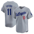 MATTH LA.Dodgers #11 Roki Sasaki Player Gray Limited Home Stitched Jerseys
