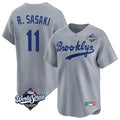 MATTH LA.Dodgers #11 Roki Sasaki Player Gray World Series Game Limited Home Stitched Jerseys