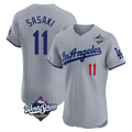 MATTH LA.Dodgers #11 Roki Sasaki Player Gray World Series Limited Elite Home Stitched Jerseys