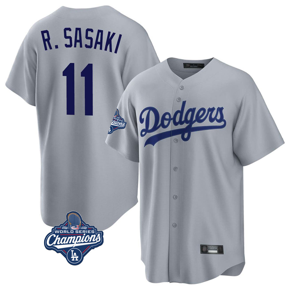 MATTH LA.Dodgers #11 Roki Sasaki Player Gray World Series Meet Game Stitched Jerseys