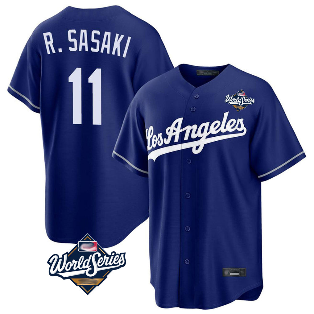 MATTH LA.Dodgers #11 Roki Sasaki Player Royal World Series Game Stitched Jerseys