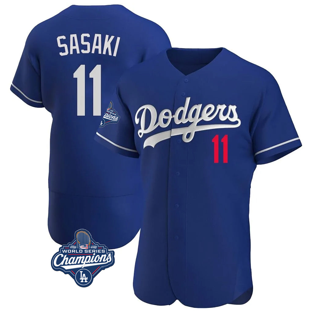 MATTH LA.Dodgers #11 Roki Sasaki Player Royal World Series Meet Limited Elite Home Stitched Jerseys