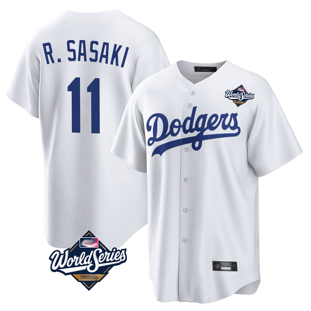 MATTH LA.Dodgers #11 Roki Sasaki Player White World Series Game Home Stitched Jerseys