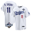 MATTH LA.Dodgers #11 Roki Sasaki Player White World Series Home Game Stitched Jerseys