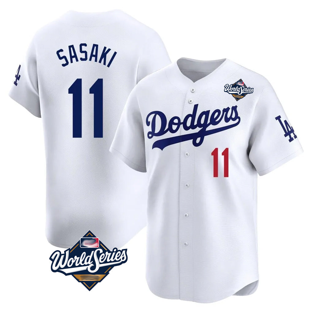 MATTH LA.Dodgers #11 Roki Sasaki Player White World Series Limited Home Stitched Jerseys