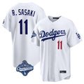 MATTH LA.Dodgers #11 Roki Sasaki Player White World Series Meet Home Game Stitched Jerseys