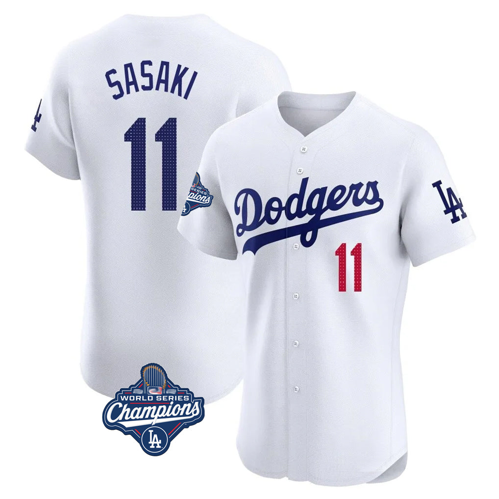 MATTH LA.Dodgers #11 Roki Sasaki Player White World Series Meet Limited Elite Home Stitched Jerseys
