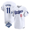 MATTH LA.Dodgers #11 Roki Sasaki Player White World Series Meet Limited Home Stitched Jerseys