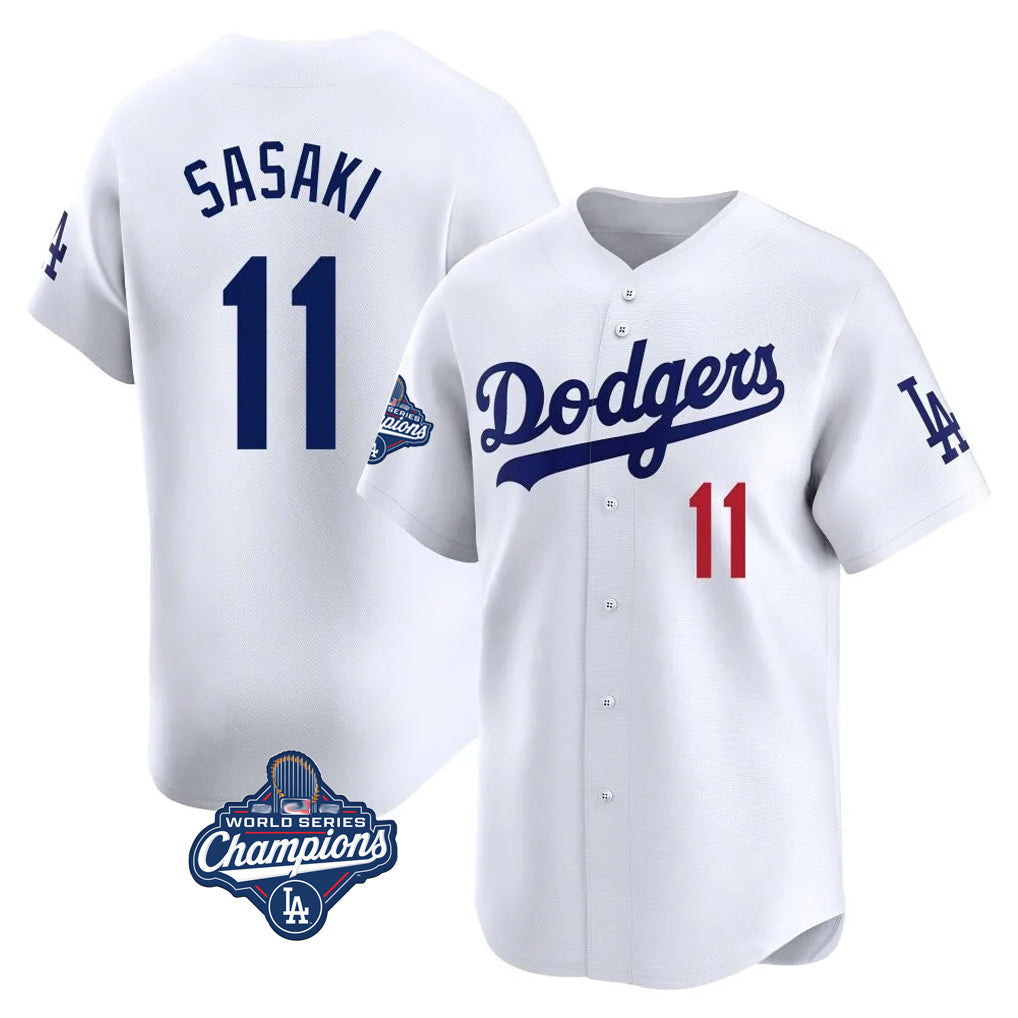 MATTH LA.Dodgers #11 Roki Sasaki Player White World Series Meet Limited Home Stitched Jerseys