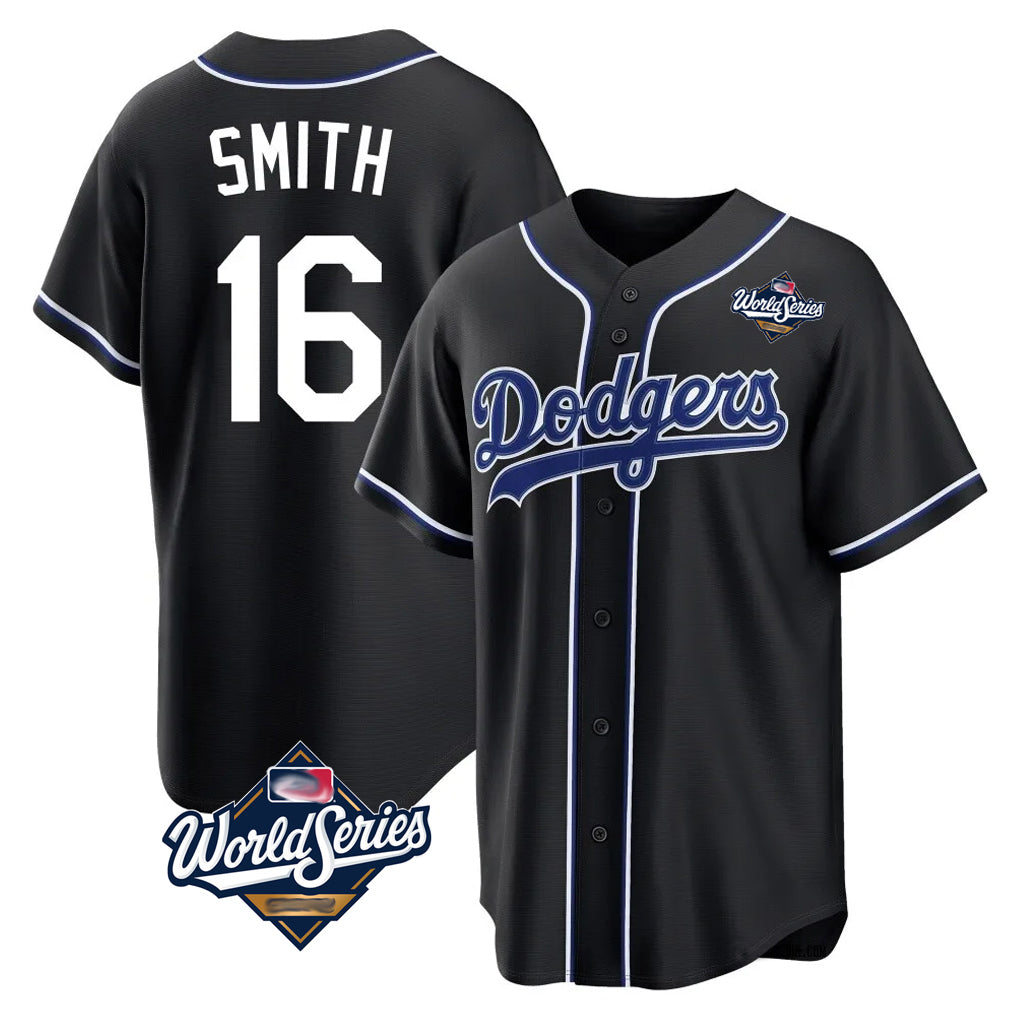 MATTH LA.Dodgers #16 Will Smith Player Black World Series Carbon Limited Home Stitched Jerseys