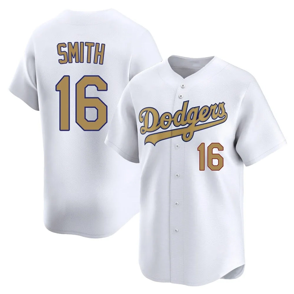 MATTH LA.Dodgers #16 Will Smith Player Gold Collection Limited Home Stitched Jerseys
