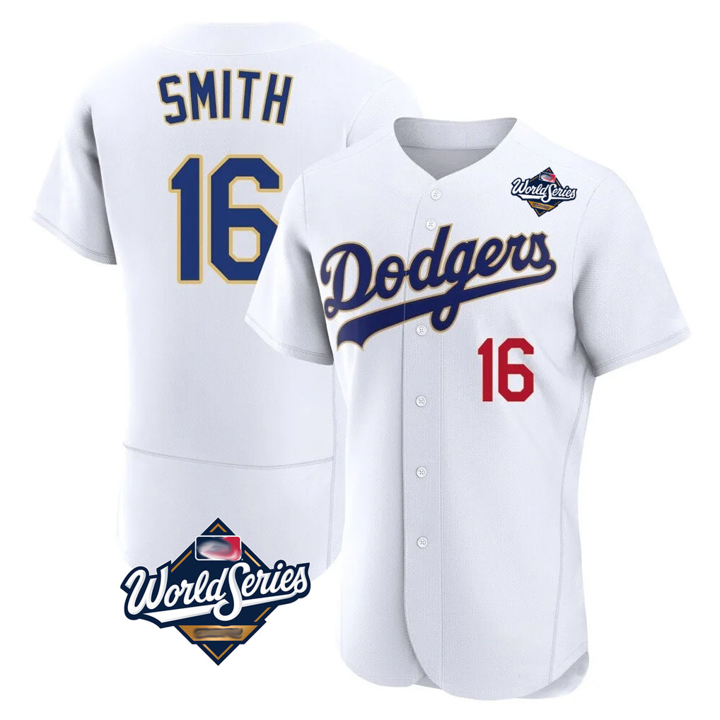 MATTH LA.Dodgers #16 Will Smith Player Gold White World Series 2026 Collection Stadium Limited Elite Stitched Jerseys