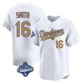 MATTH LA.Dodgers #16 Will Smith Player Gold World Series Meet Collection Limited Home Stitched Jerseys