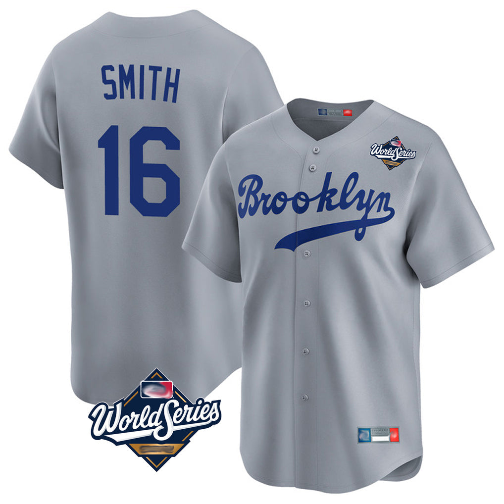 MATTH LA.Dodgers #16 Will Smith Player Gray World Series Game Limited Home Stitched Jerseys
