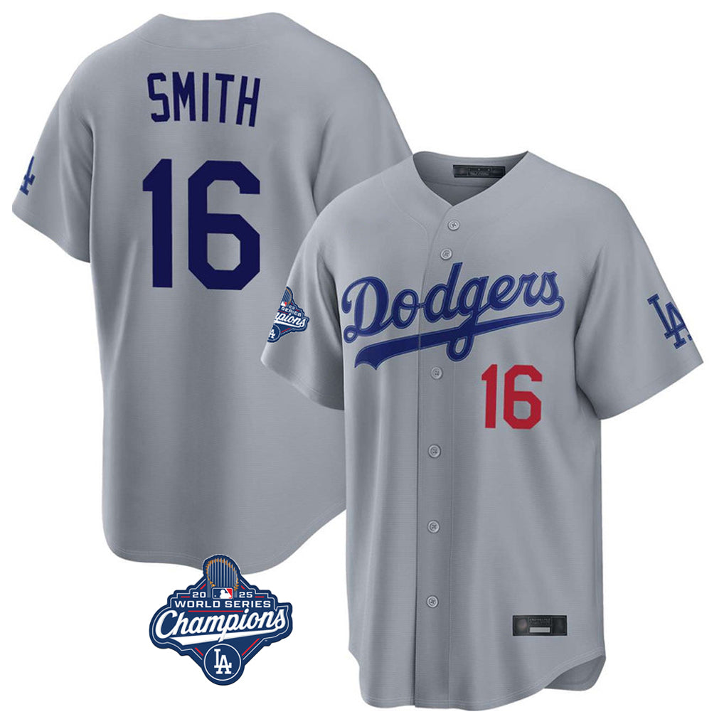 MATTH LA.Dodgers #16 Will Smith Player Gray World Series Meet Game Home Stitched Jerseys