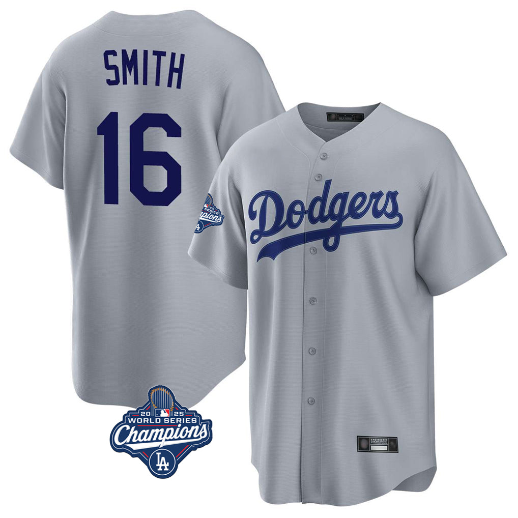 MATTH LA.Dodgers #16 Will Smith Player Gray World Series Meet Game Stitched Jerseys