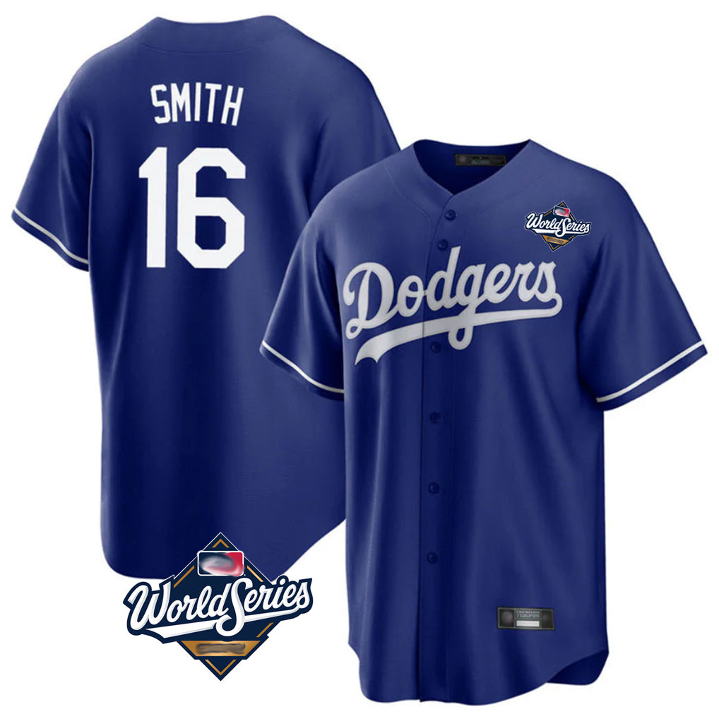 MATTH LA.Dodgers #16 Will Smith Player Royal World Series Game Stitched Jerseys