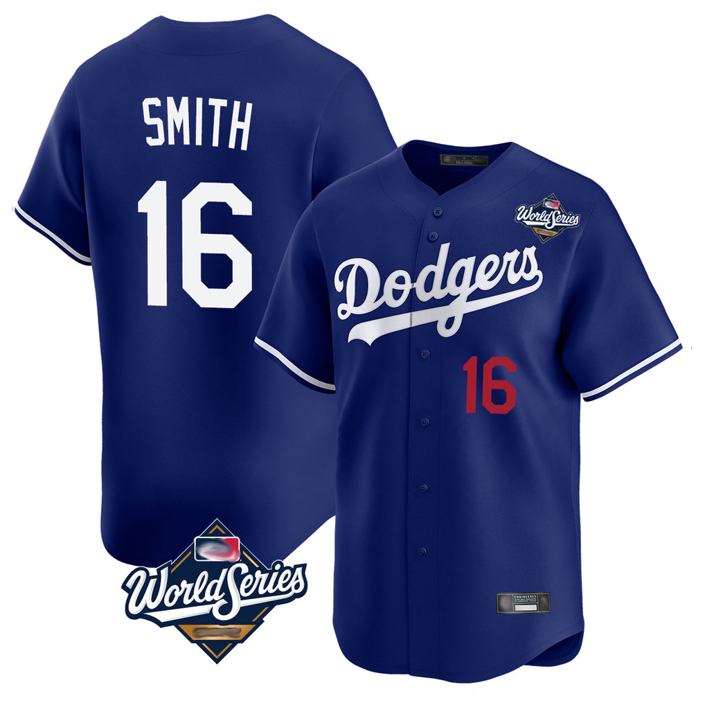MATTH LA.Dodgers #16 Will Smith Player Royal World Series Limited Home Stitched Jerseys