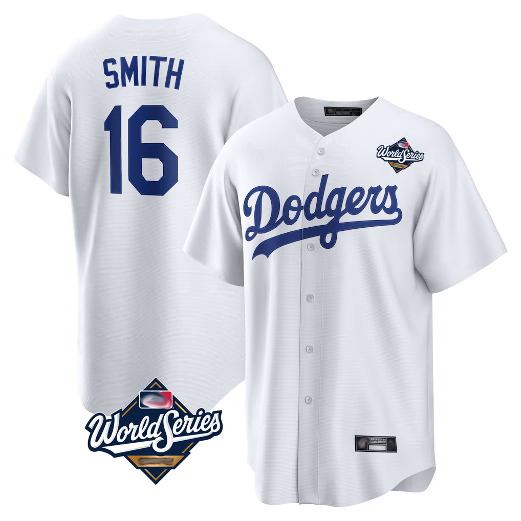 MATTH LA.Dodgers #16 Will Smith Player White World Series Game Home Stitched Jerseys