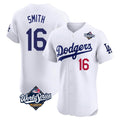 MATTH LA.Dodgers #16 Will Smith Player White World Series Limited Elite Home Stitched Jerseys