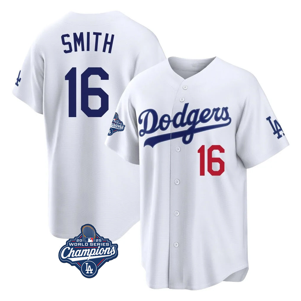 MATTH LA.Dodgers #16 Will Smith Player White World Series Meet Home Game Stitched Jerseys