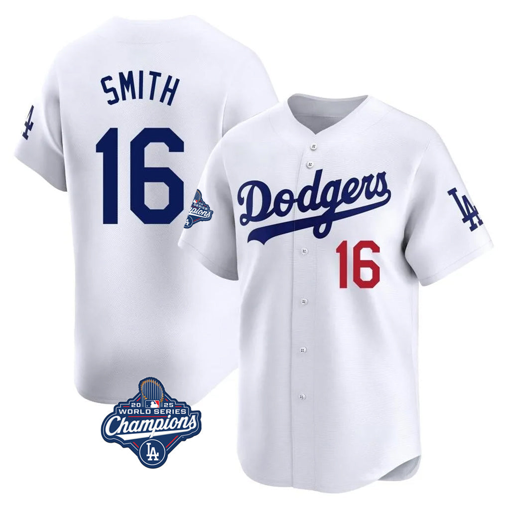 MATTH LA.Dodgers #16 Will Smith Player White World Series Meet Limited Home Stitched Jerseys