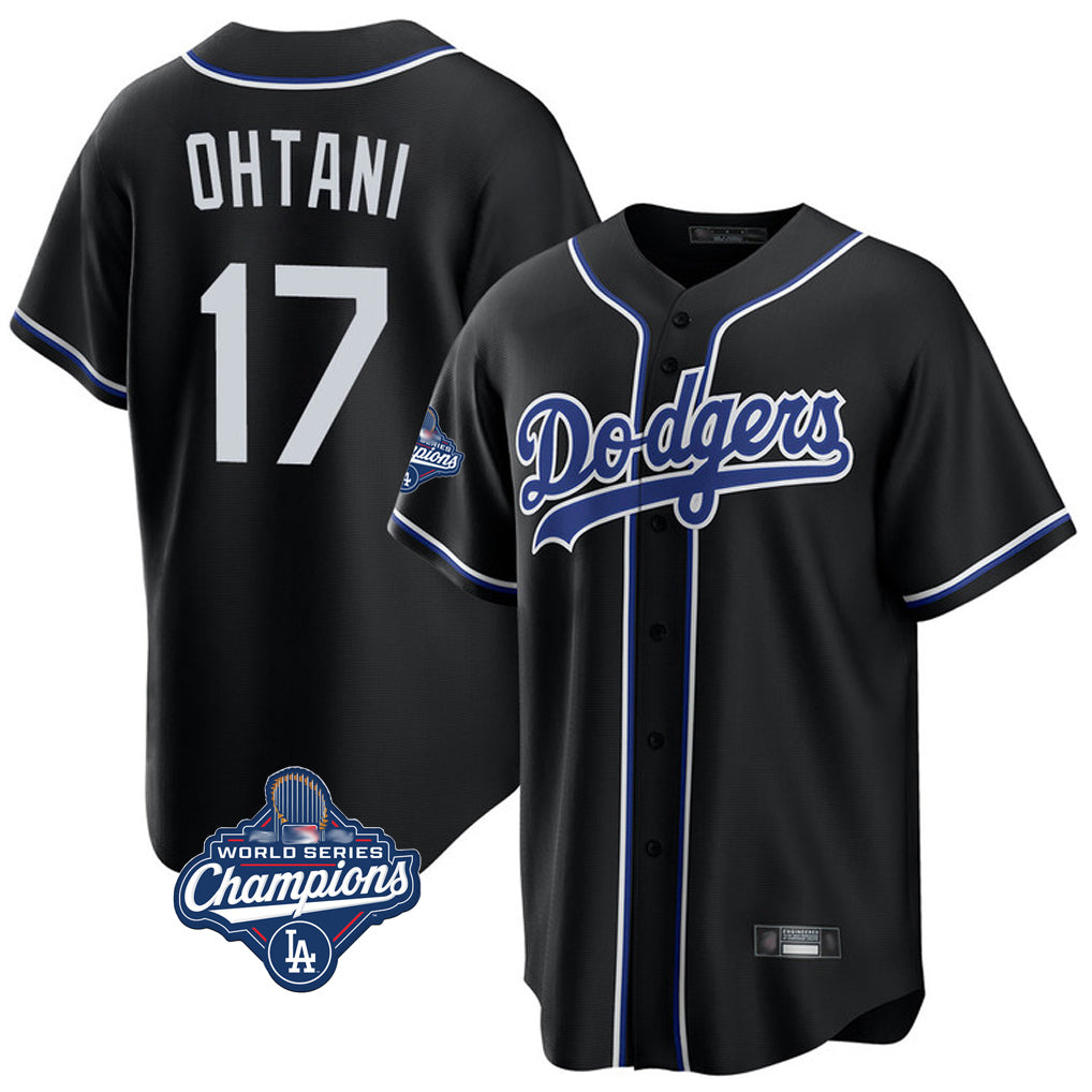 MATTH LA.Dodgers #17 Shohei Ohtani Player Black World Series Meet Carbon Limited Home Stitched Jerseys