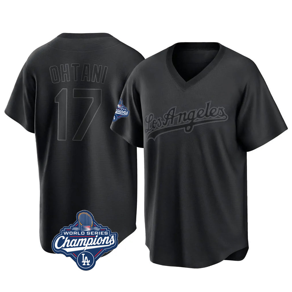 MATTH LA.Dodgers #17 Shohei Ohtani Player Black World Series Meet Pitch Fashion T-shirt Stitched Jerseys