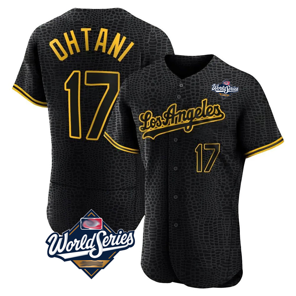 MATTH LA.Dodgers #17 Shohei Ohtani Player Black World Series Snake Skin City Limited Elite Home Stitched Jerseys