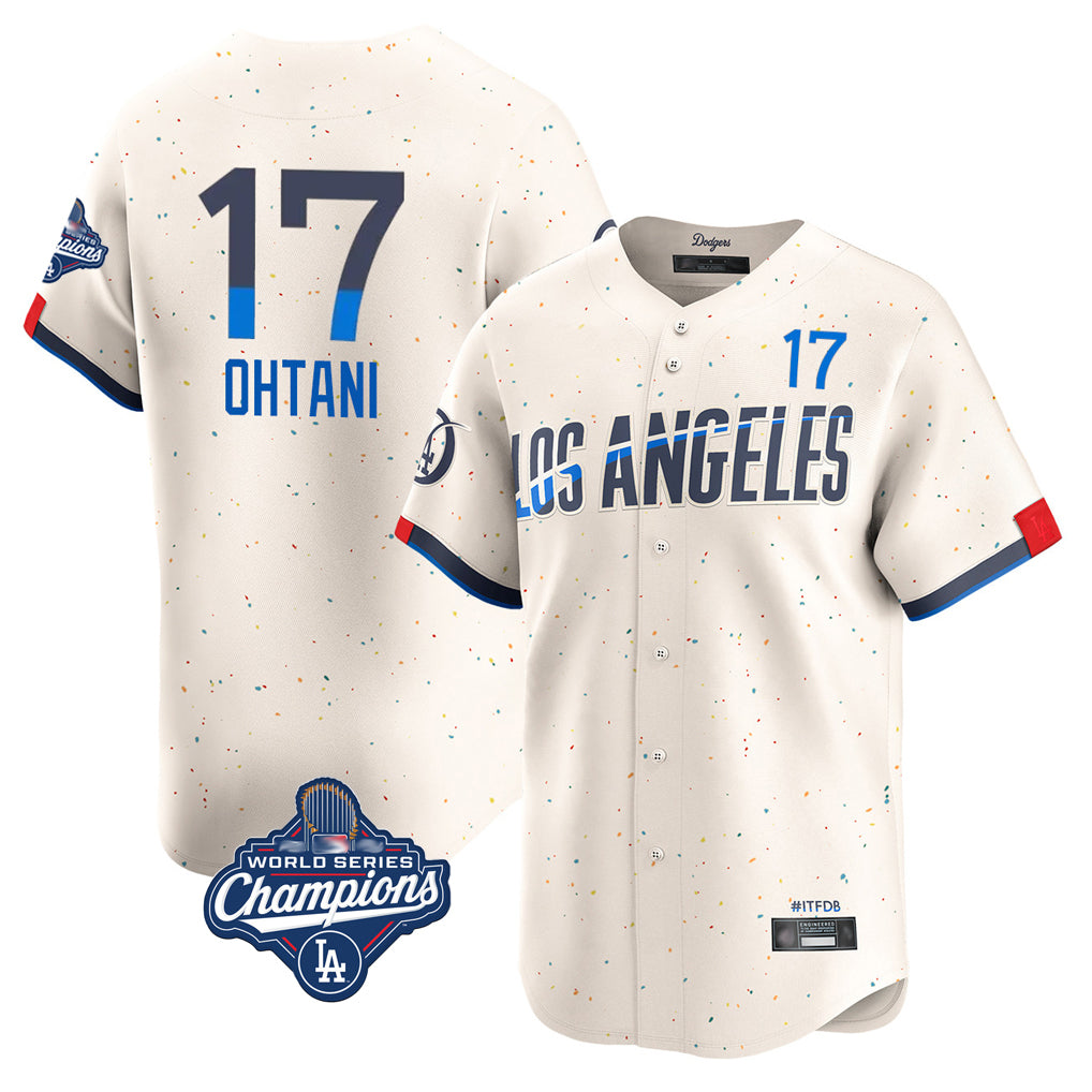 MATTH LA.Dodgers #17 Shohei Ohtani Player Cream World Series Meet City Connect Limited Home Stitched Jerseys