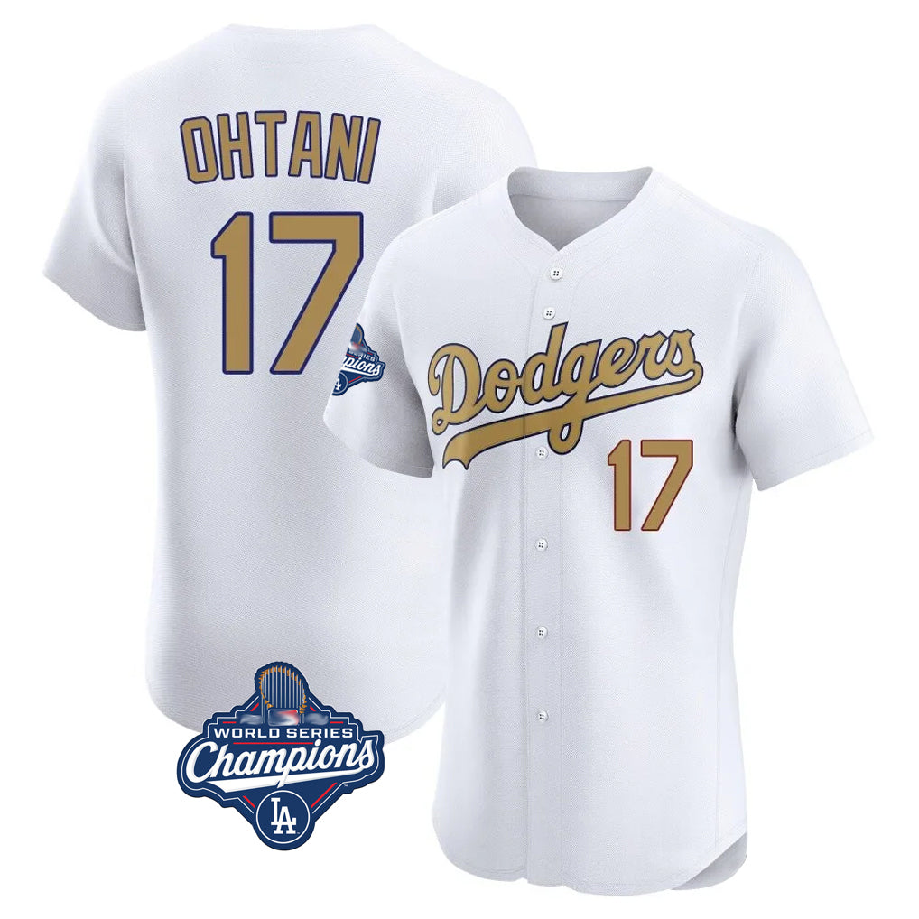 MATTH LA.Dodgers #17 Shohei Ohtani Player Gold World Series Meet Limited Elite Home Stitched Jerseys