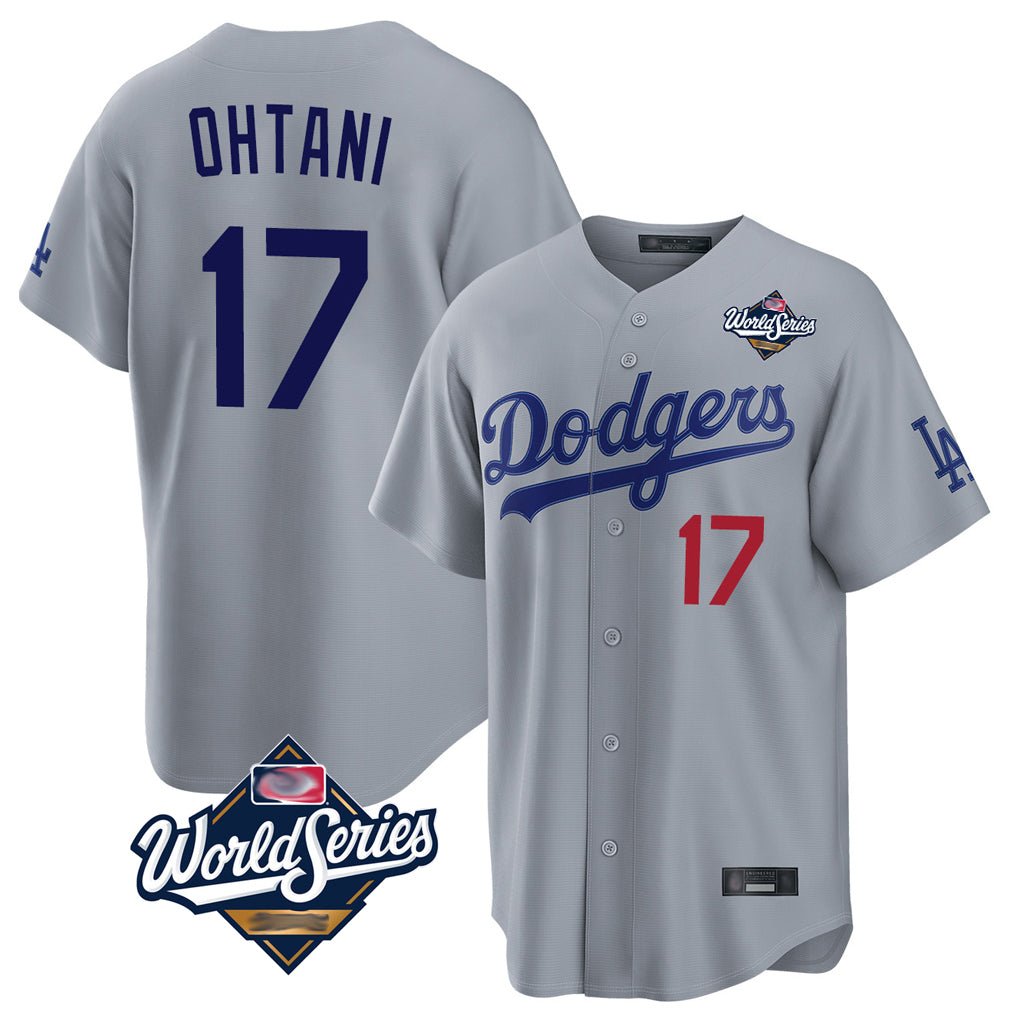 MATTH LA.Dodgers #17 Shohei Ohtani Player Gray World Series Game Home Stitched Jerseys