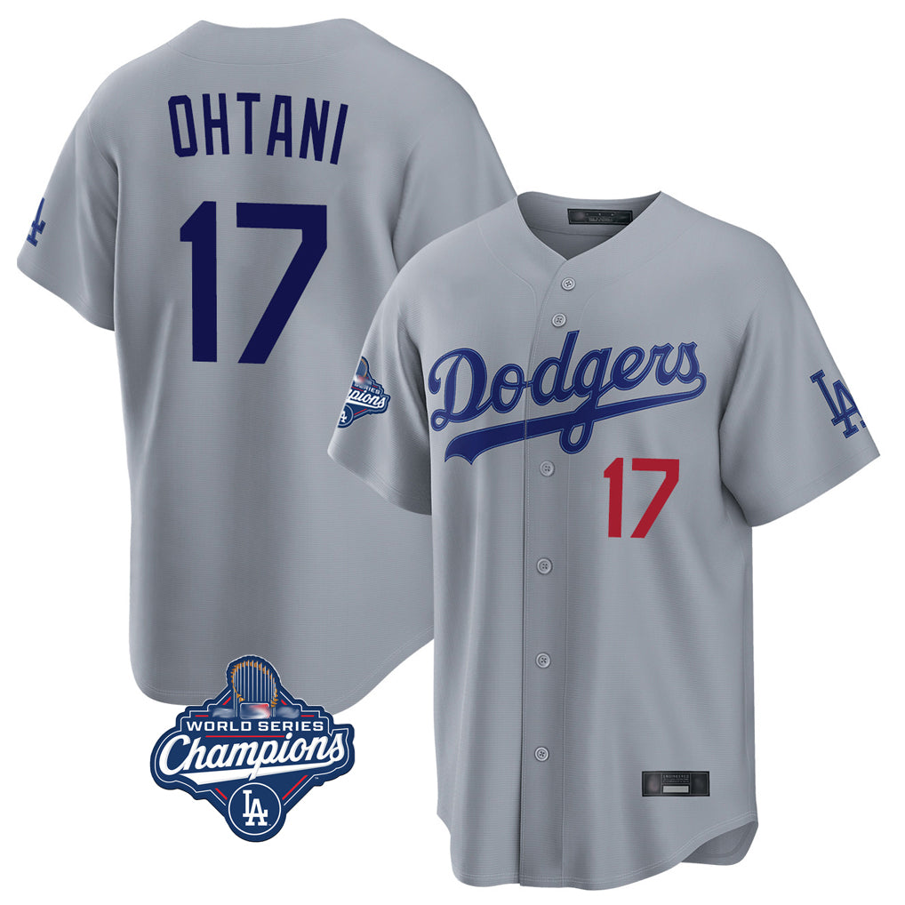 MATTH LA.Dodgers #17 Shohei Ohtani Player Gray World Series Meet Game Home Stitched Jerseys