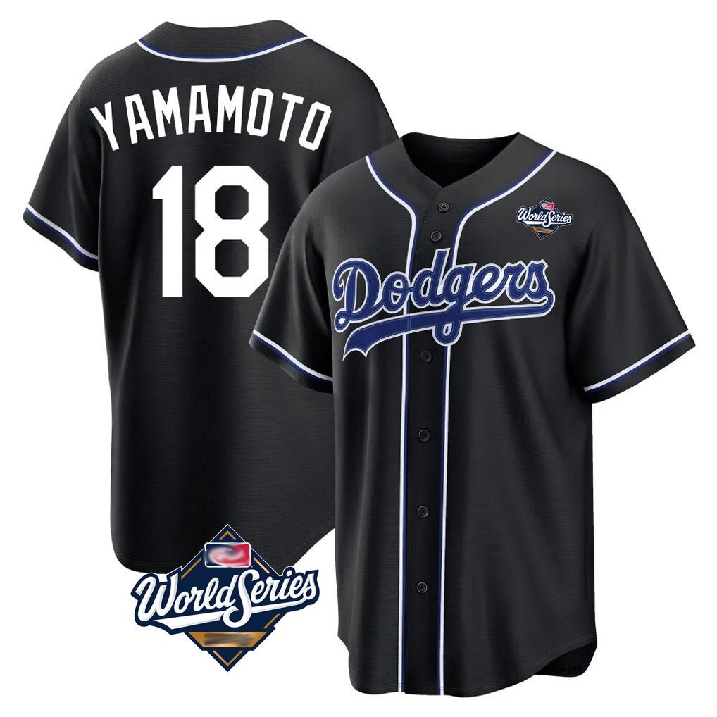 MATTH LA.Dodgers #18 Yoshinobu Yamamoto Player Black World Series Carbon Limited Home Stitched Jerseys