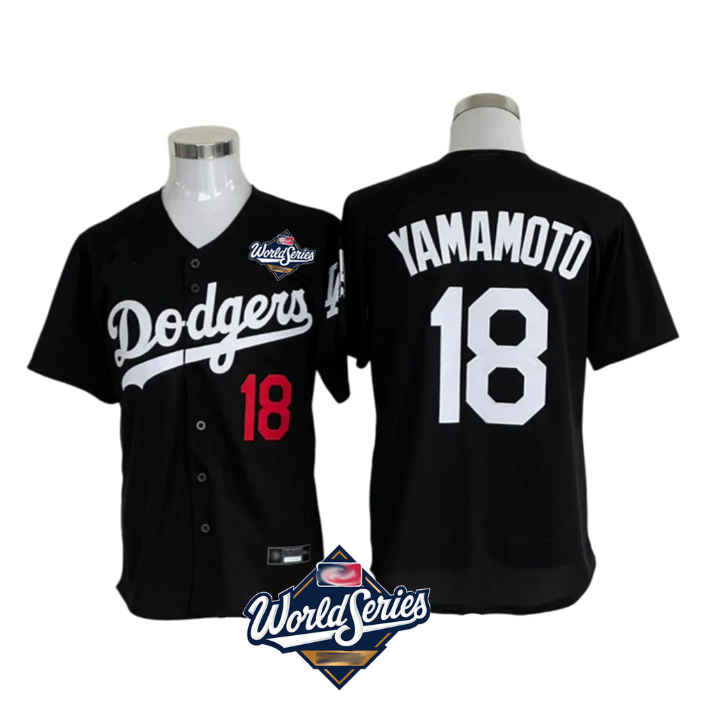 MATTH LA.Dodgers #18 Yoshinobu Yamamoto Player Black World Series Limited Home Stitched Jerseys