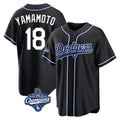 MATTH LA.Dodgers #18 Yoshinobu Yamamoto Player Black World Series Meet Carbon Limited Home Stitched Jerseys