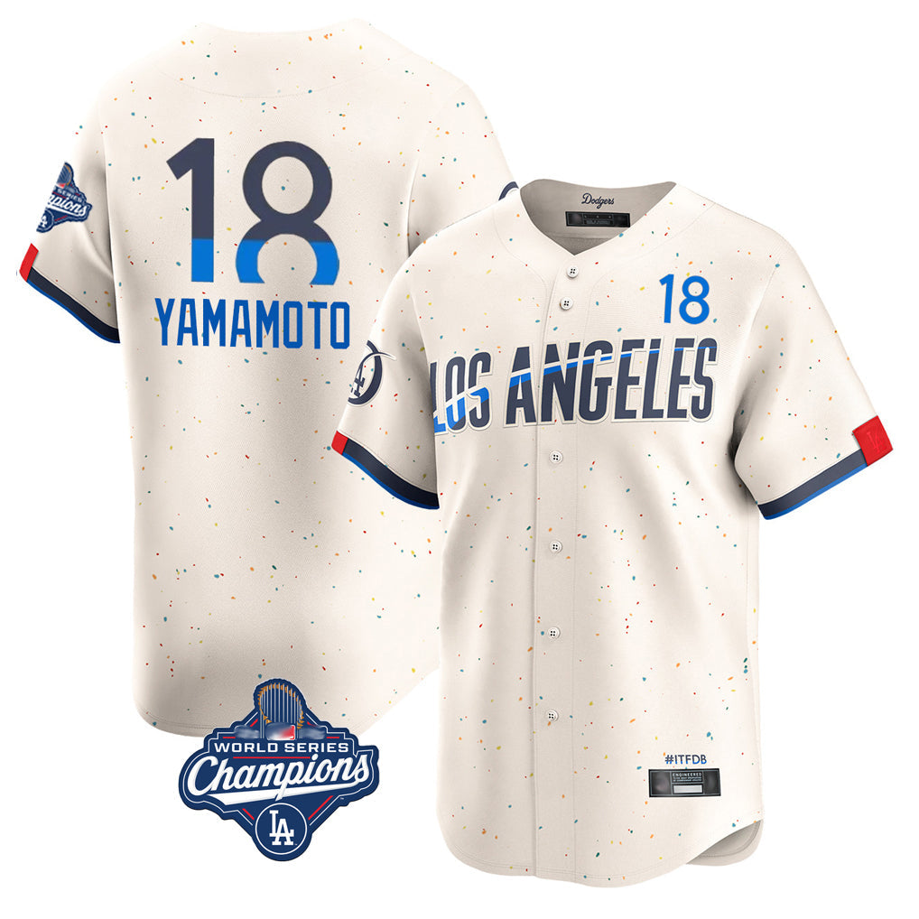 MATTH LA.Dodgers #18 Yoshinobu Yamamoto Player Cream World Series Meet City Connect Limited Home Stitched Jerseys