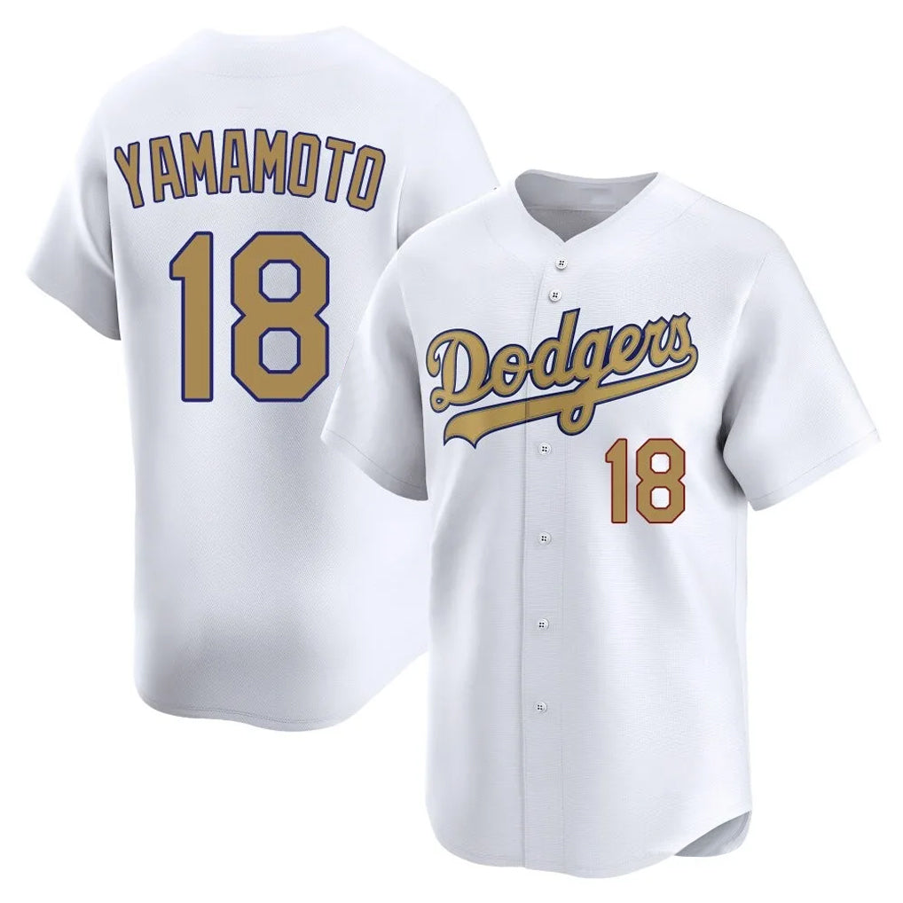 MATTH LA.Dodgers #18 Yoshinobu Yamamoto Player Gold Collection Limited Home Stitched Jerseys