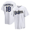 MATTH LA.Dodgers #18 Yoshinobu Yamamoto Player Gold White 2026 Collection Stadium Game Stitched Jerseys