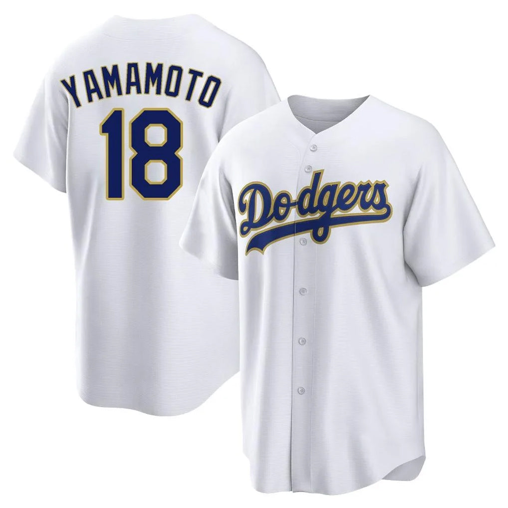 MATTH LA.Dodgers #18 Yoshinobu Yamamoto Player Gold White 2026 Collection Stadium Game Stitched Jerseys