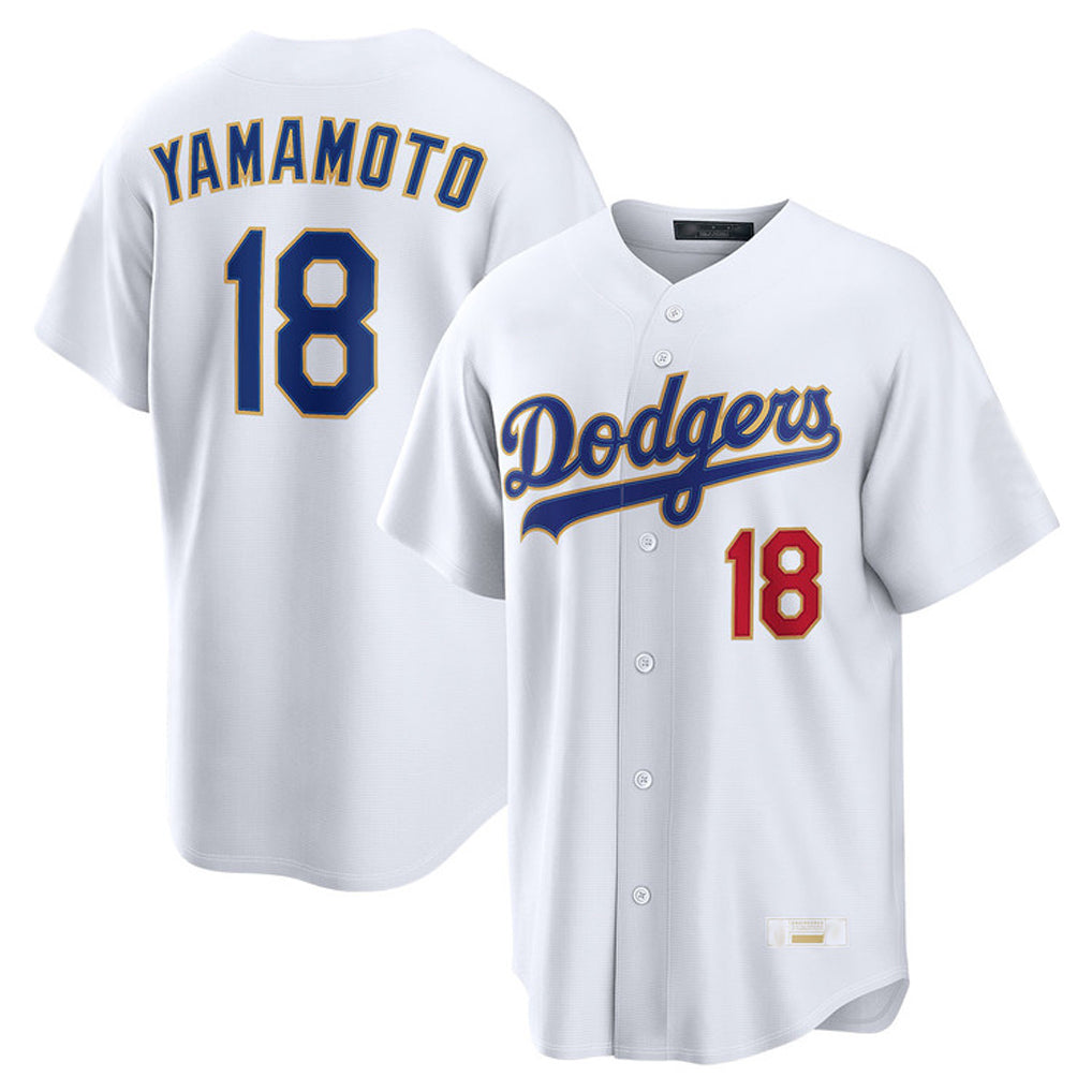 MATTH LA.Dodgers #18 Yoshinobu Yamamoto Player Gold White 2026 Collection Stadium Limited Stitched Jerseys